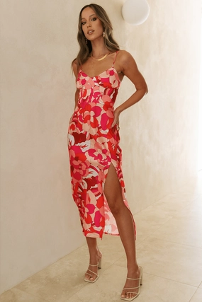 Linen-Blend Mink Midi Dress - Fuchsia