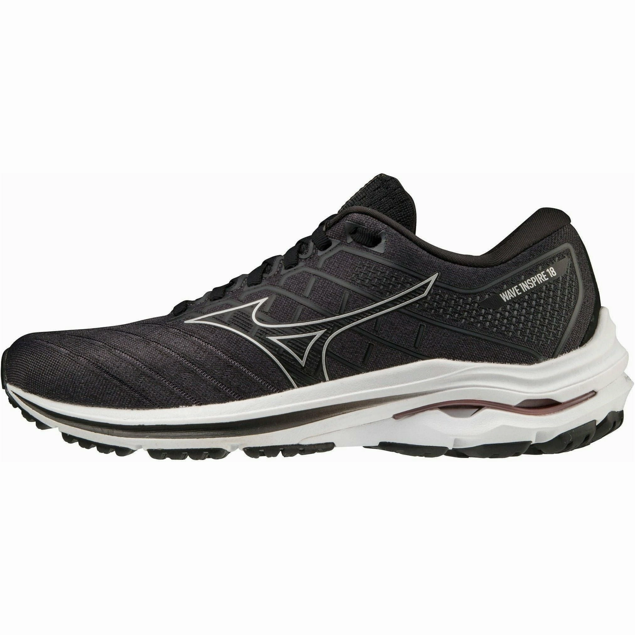 Mizuno Wave Inspire 18 WIDE FIT (D) Womens Running Shoes - Black joggers Heel Pad