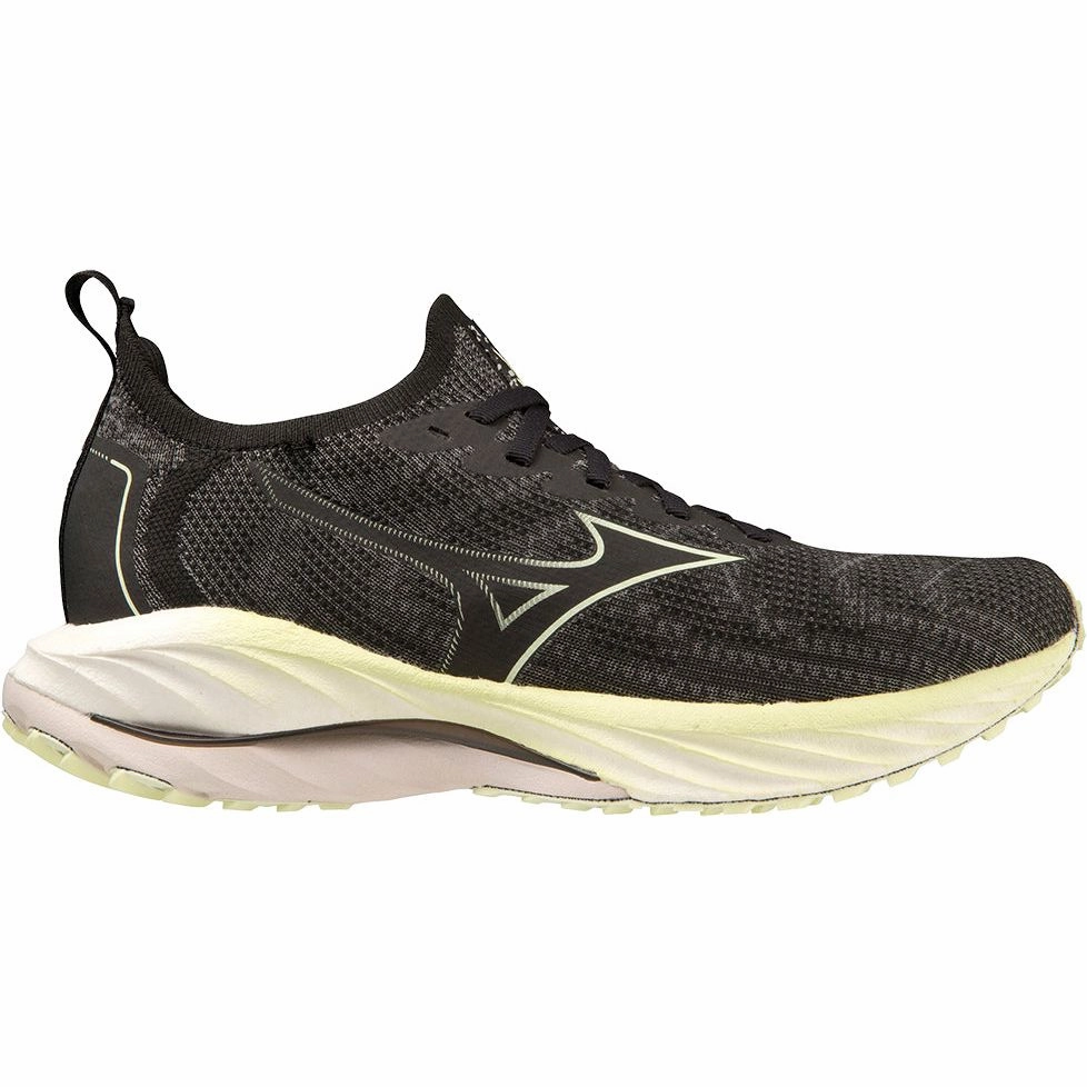 Air Injection Mold Durable Outsole Grooves Mizuno Wave Neo Wind Womens Running Shoes - Black