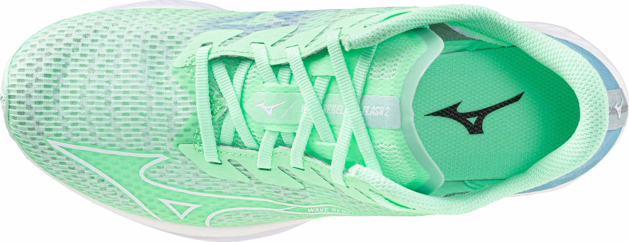Mizuno Wave Rebellion Flash 2 Womens Running Shoes - Green tropical - climate shoes