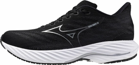 Mizuno Wave Rider 28 WIDE FIT (2E) Mens Running Shoes - Black synthetic leather shoe feature