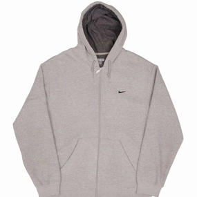 Versatile Design VINTAGE NIKE CLASSIC SWOOSH GRAY FULL ZIP HOODIE SWEATSHIRT 2000S SIZE LARGE