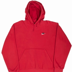 VINTAGE NIKE CLASSIC SWOOSH RED HOODIE SWEATSHIRT 2000S XL Essential Outerwear