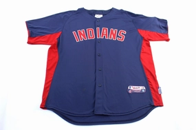 Stretch Lines Majestic Embroidered Cleveland Indians Baseball Jersey