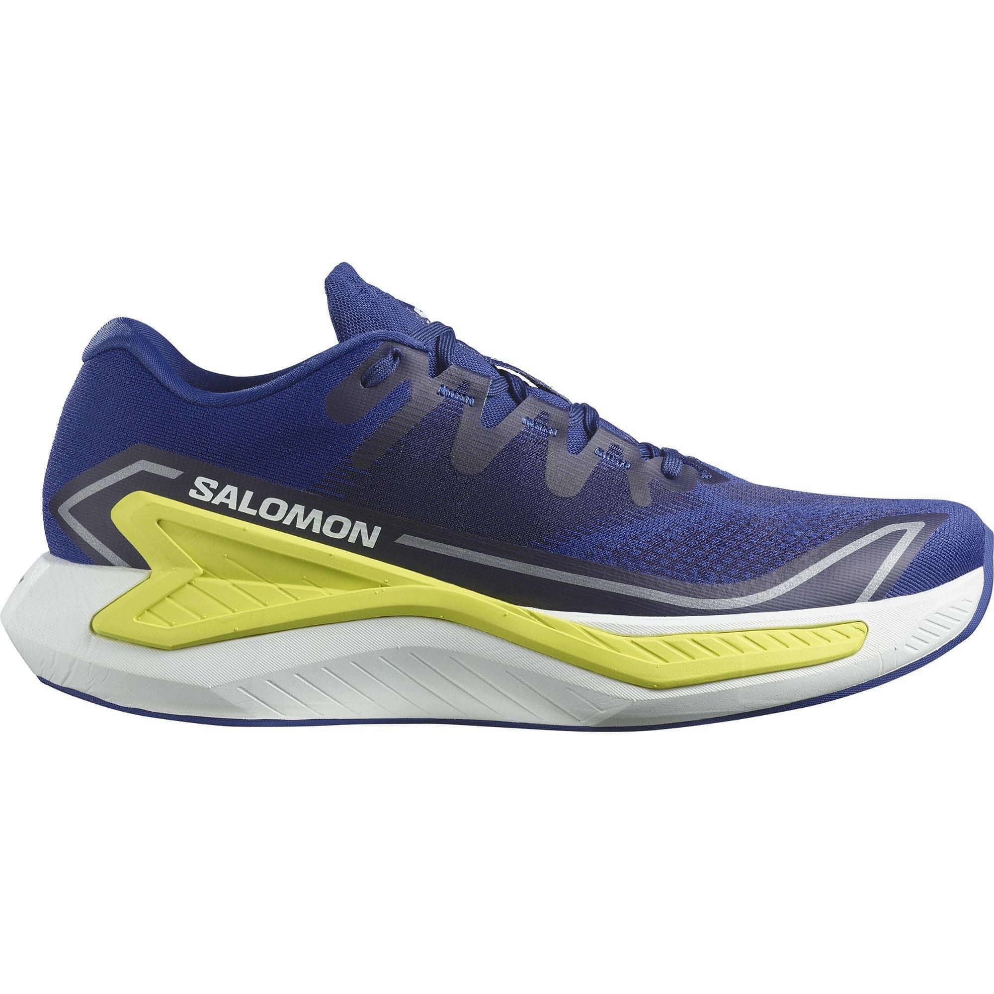 Energy Redirecting Grooves running in a concrete bridge area shoes Salomon DRX Bliss Mens Running Shoes - Blue