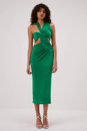 Fluid Cut Misha Graciela Slinky Jersey Midi Dress - Island Green