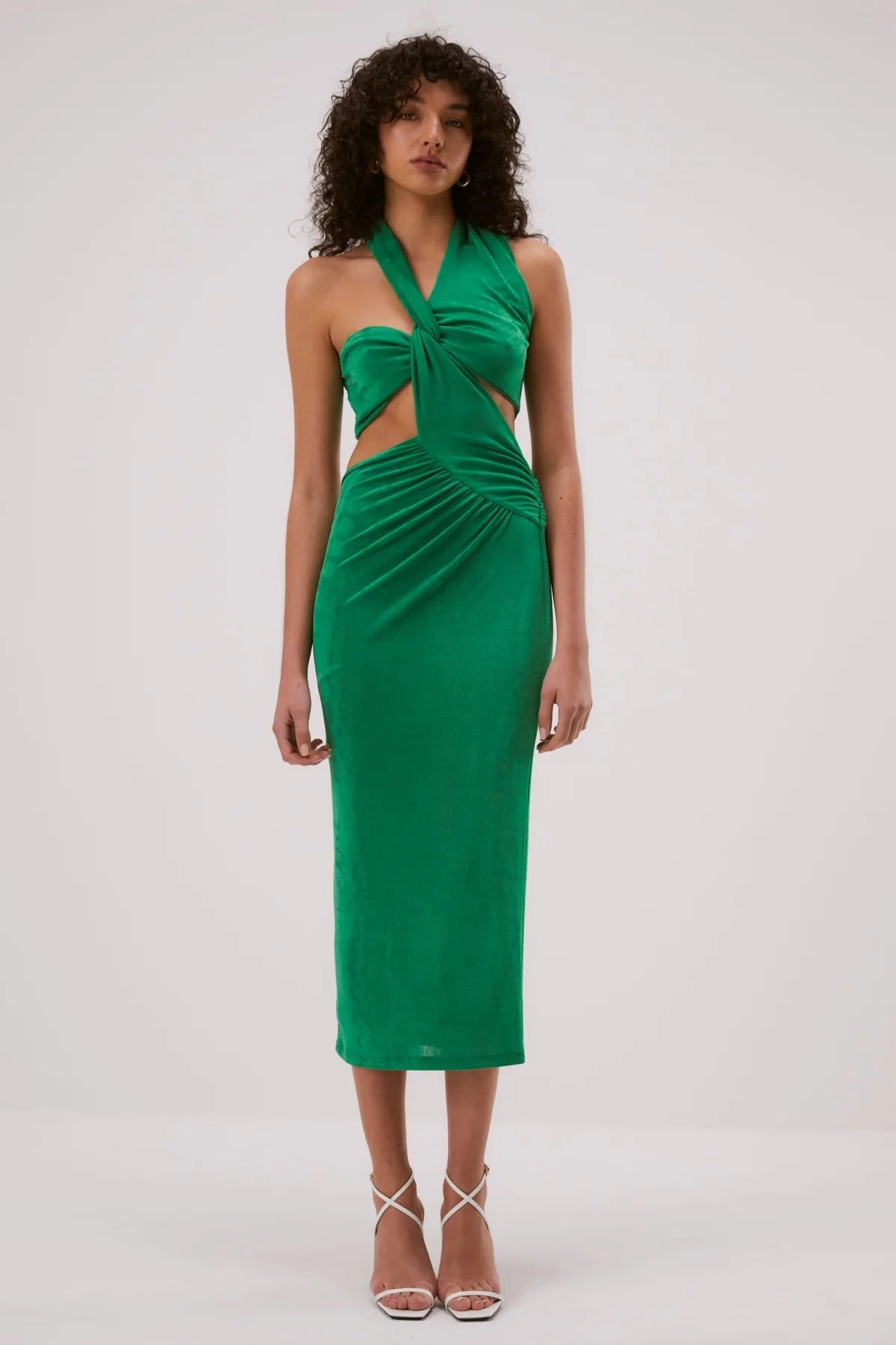 Fluid Cut Misha Graciela Slinky Jersey Midi Dress - Island Green