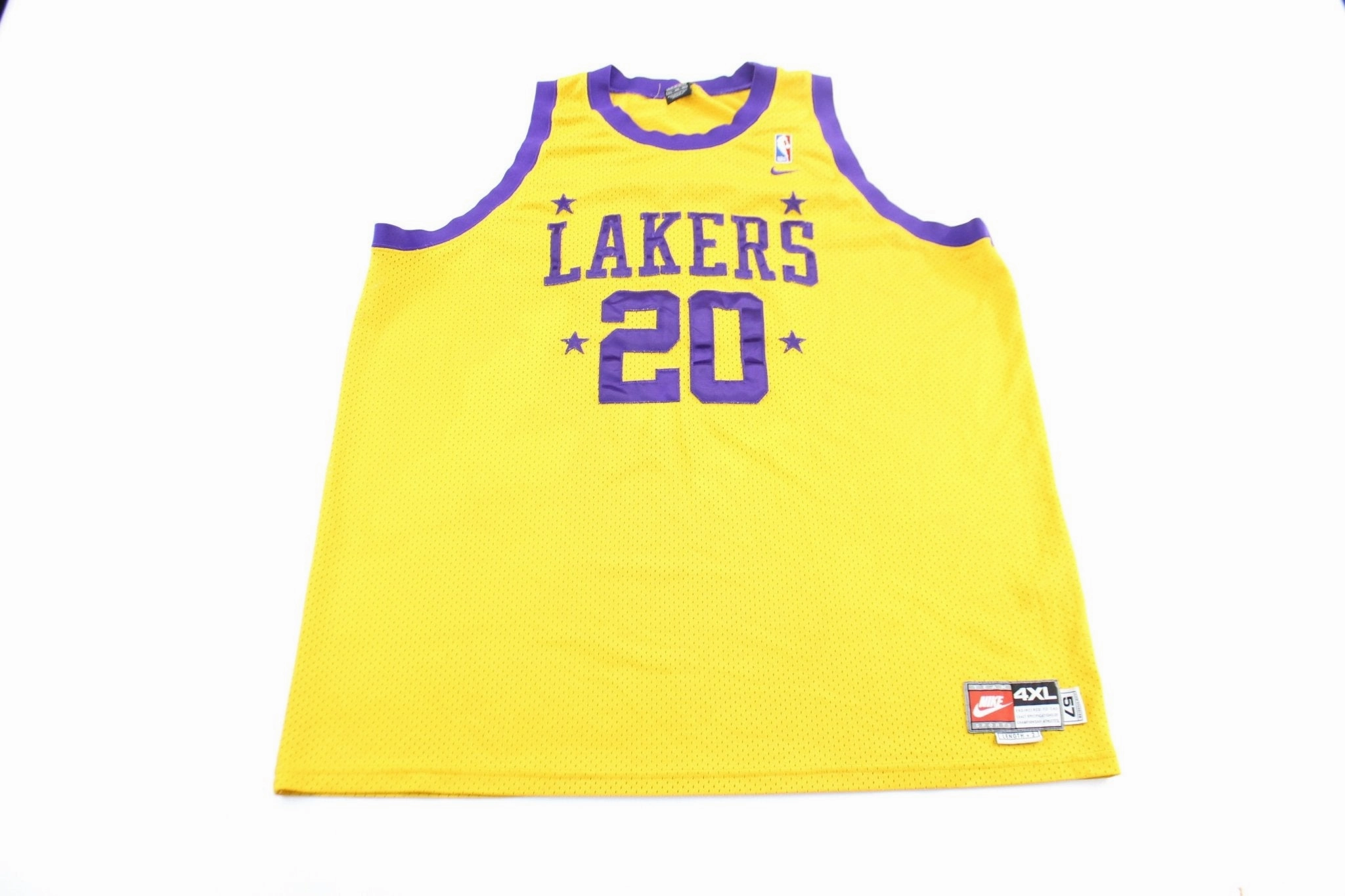Nike Embroidered Logo Los Angeles Lakers Gary Paton Basketball Jersey Low Impact Dye Process