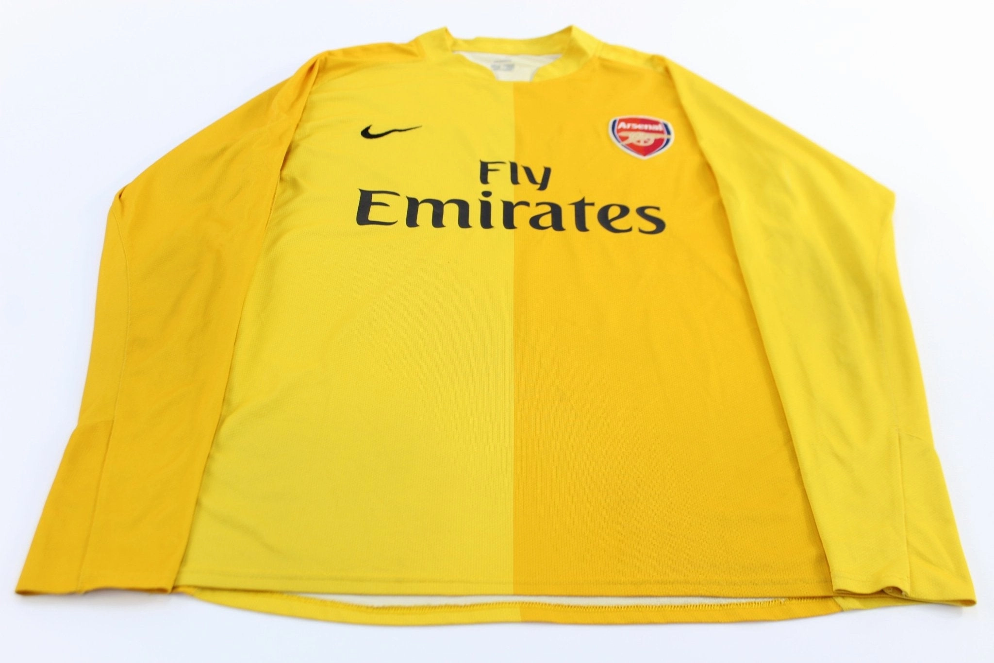 Nike Embroidered Swoosh Logo Arsenal #1 Reynoso Yellow LS Soccer Jersey Taped Shoulder Seams