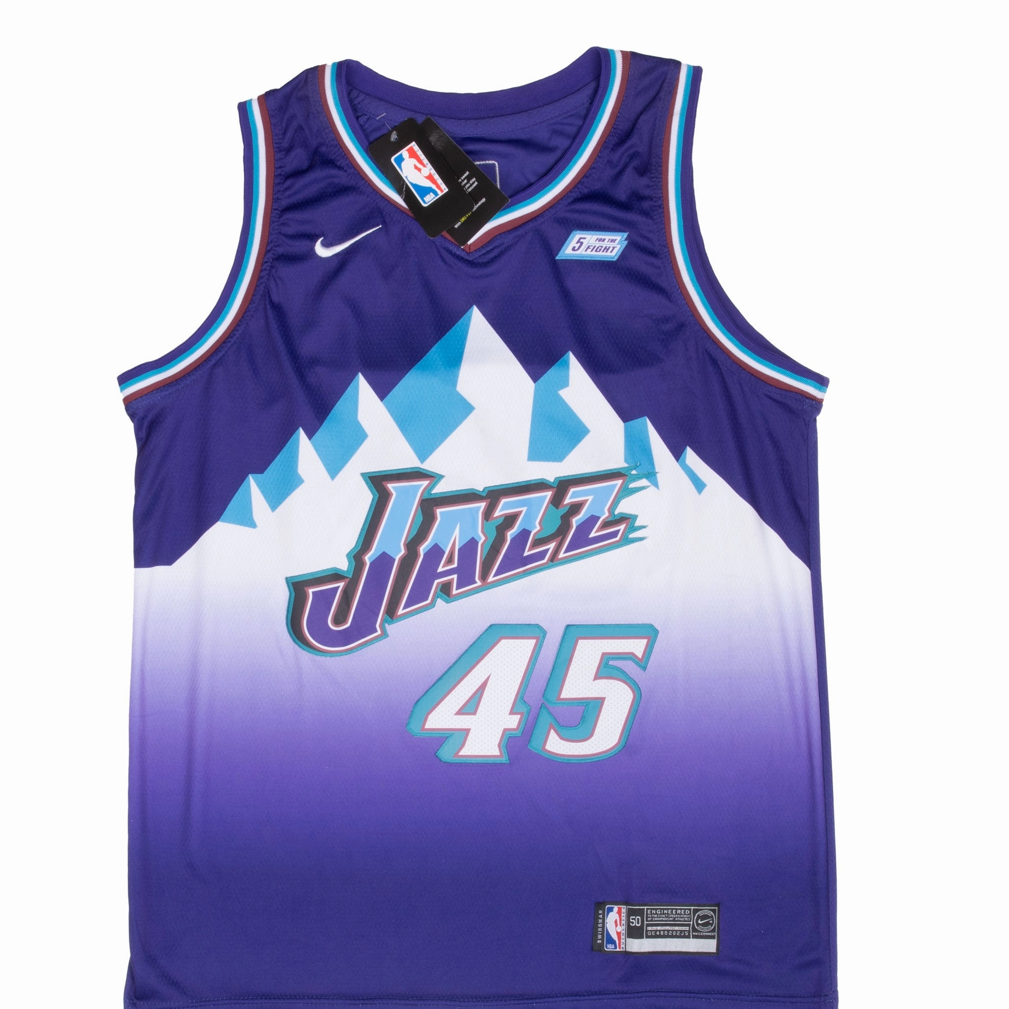 VINTAGE NIKE NBA UTAH JAZZ DONOVAN MITCHELL #45 JERSEY SIZE 50 NWT NOS Run Control Ultra Flex Ribbed Trim