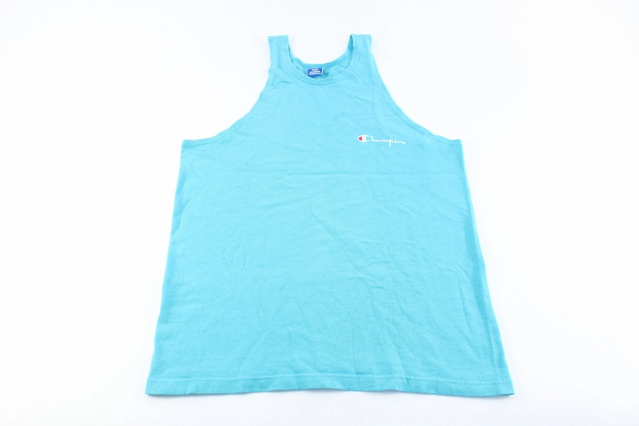 Champion Logo Light Blue Tank Top Quick Movement Breathable Sportswear Fabric