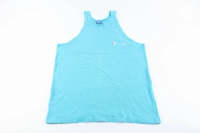 Champion Logo Light Blue Tank Top Quick Movement Breathable Sportswear Fabric