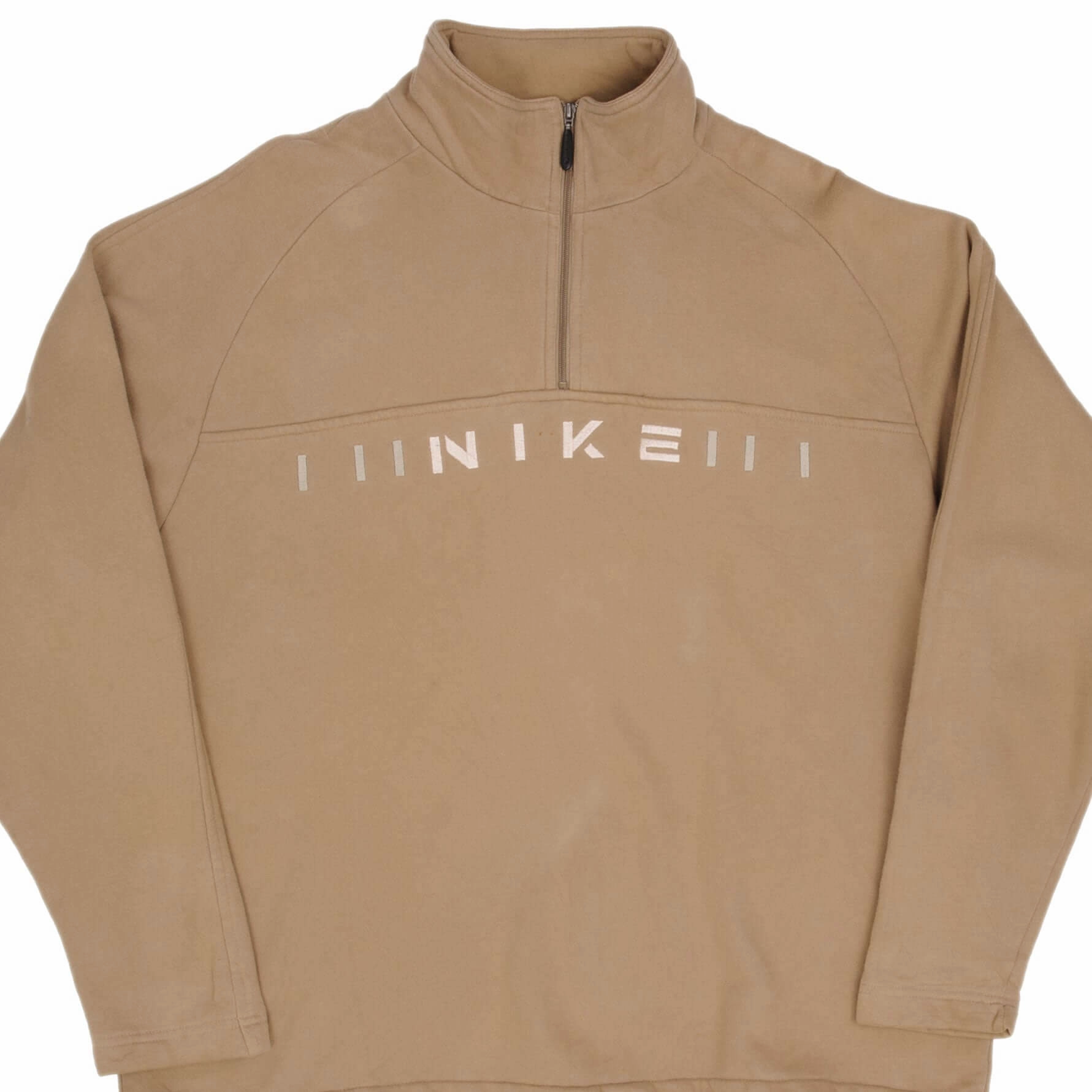 VINTAGE NIKE SPELL OUT QUARTER ZIP BEIGE SWEATSHIRT 1990S SIZE XL product social responsibility