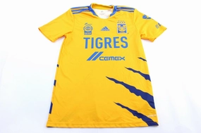 Adidas Embroidered Logo Tigres UANL Striped Soccer Jersey Core Layer Dynamic Ergonomic Fit