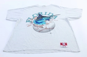 Travel convenience 90's Florida Marlins Baseball Nutmeg Mills T-Shirt
