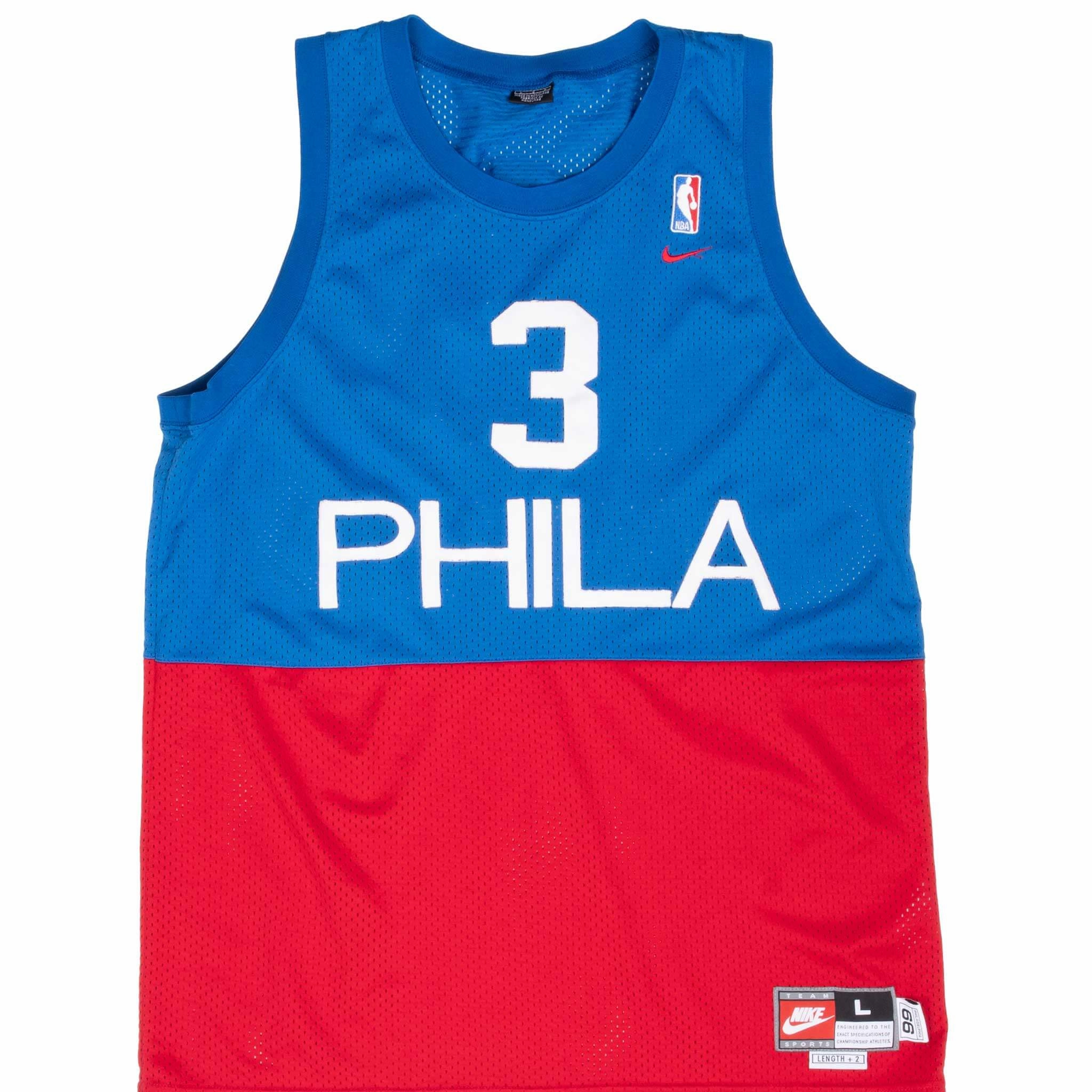 VINTAGE NBA PHILADELPHIA 76ERS IVERSON 1990S NIKE JERSEY LARGE Dynamic Performance Ultraviolet Protection Fabric