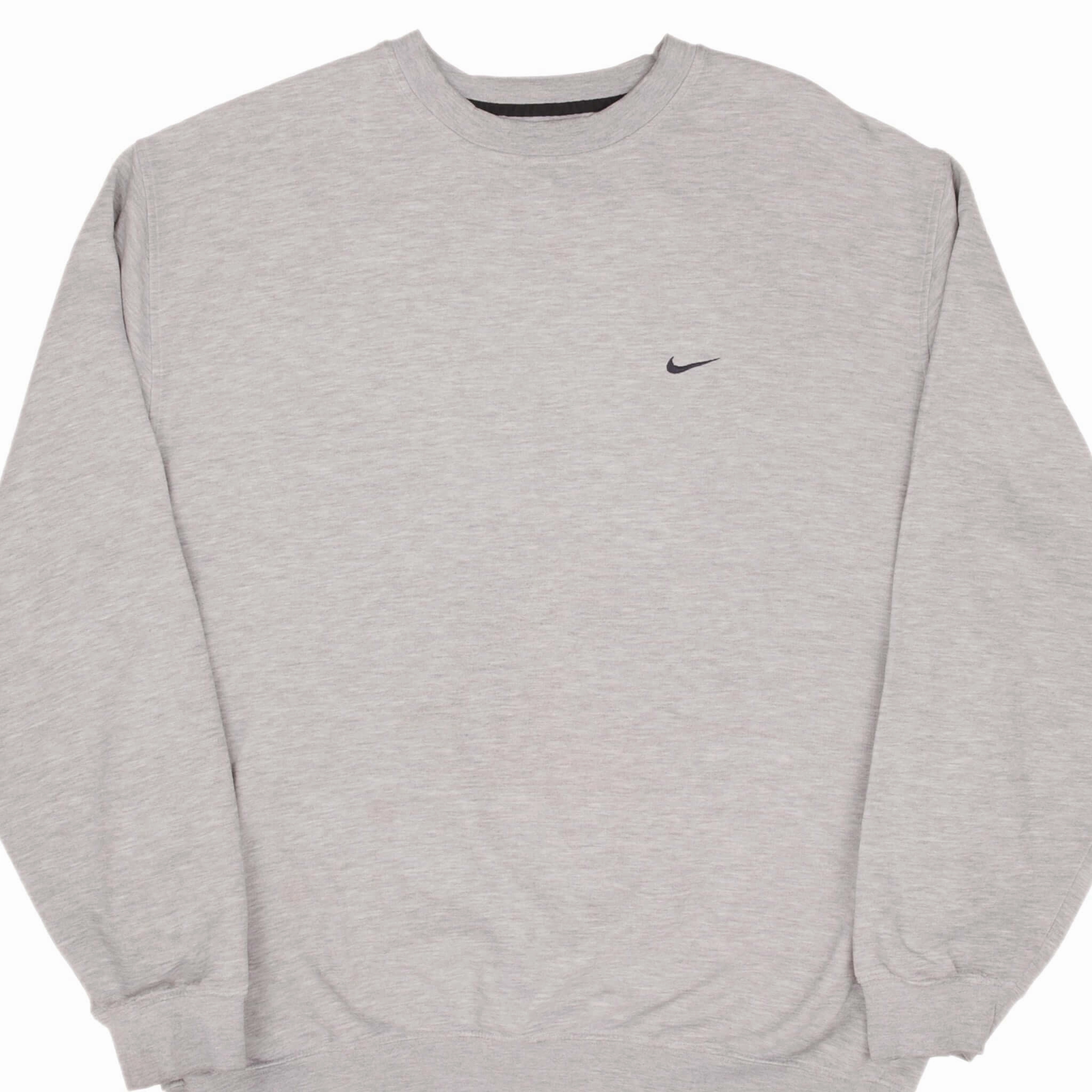 aesthetic features Outdoor Essential VINTAGE NIKE CLASSIC SWOOSH GREY SWEATSHIRT 2000S SIZE 2XL
