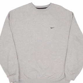 aesthetic features Outdoor Essential VINTAGE NIKE CLASSIC SWOOSH GREY SWEATSHIRT 2000S SIZE 2XL