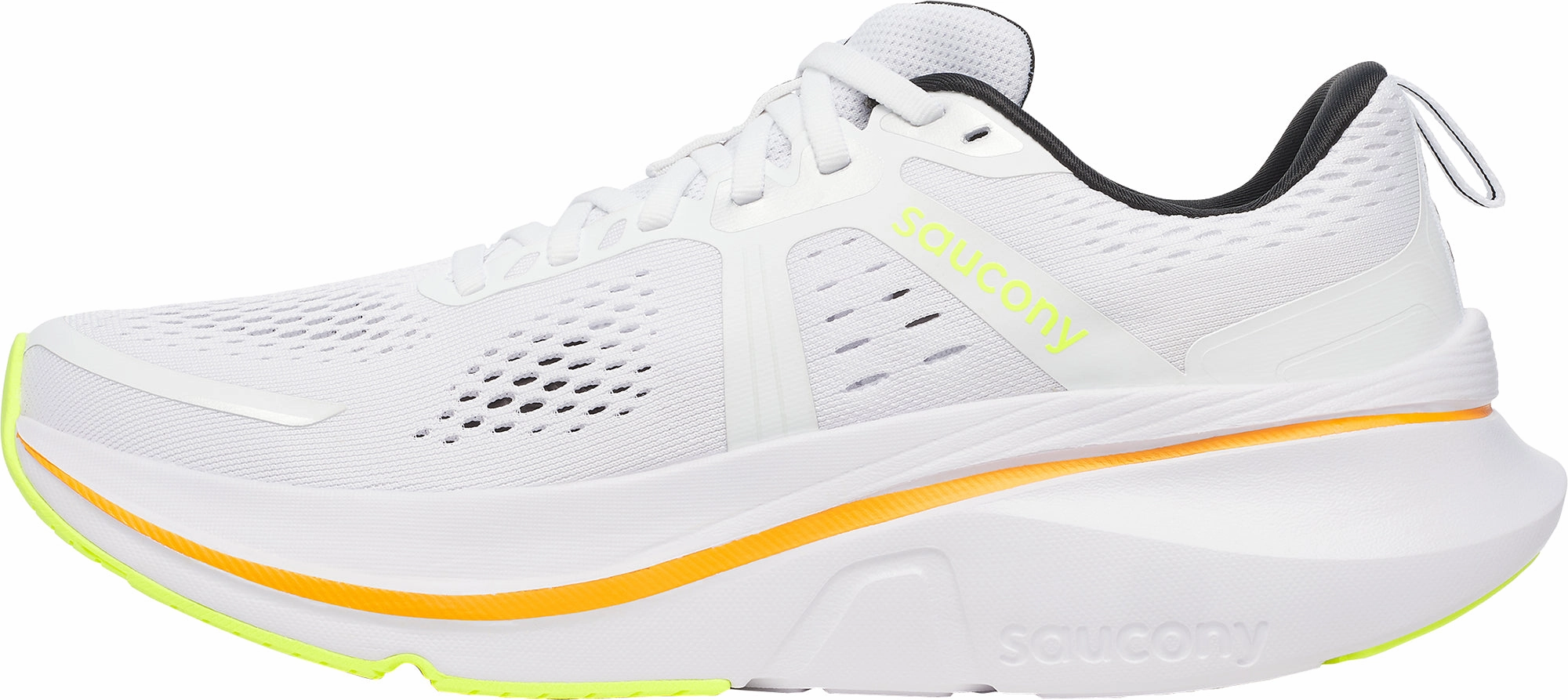 Saucony Guide 18 Mens Running Shoes - White running on beach shoes