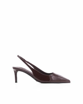 OSKANNA - CHOCOLATE PATENT Open Back Heels