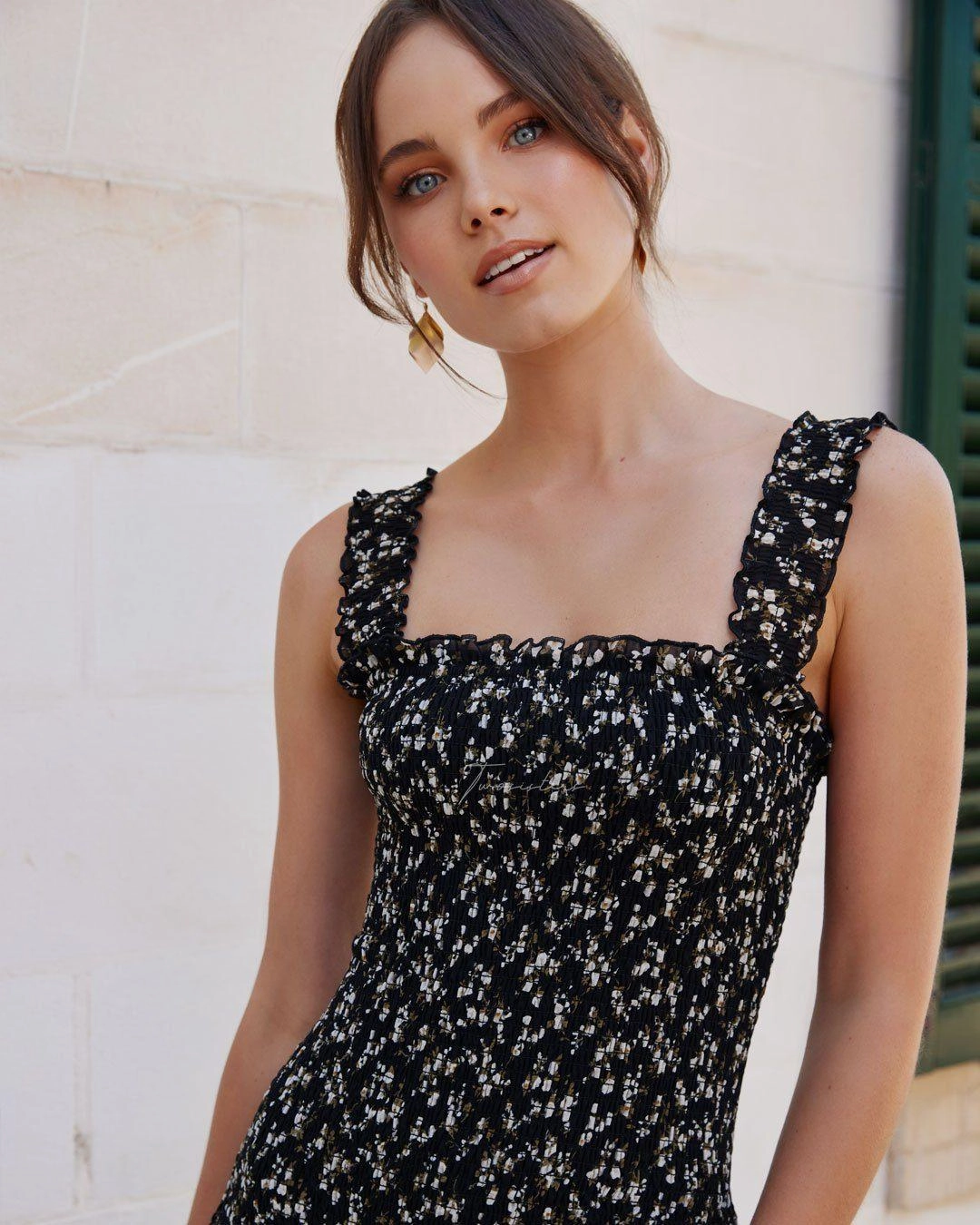 Mellie Dress - Black Floral Brunch Tone Breathable Design