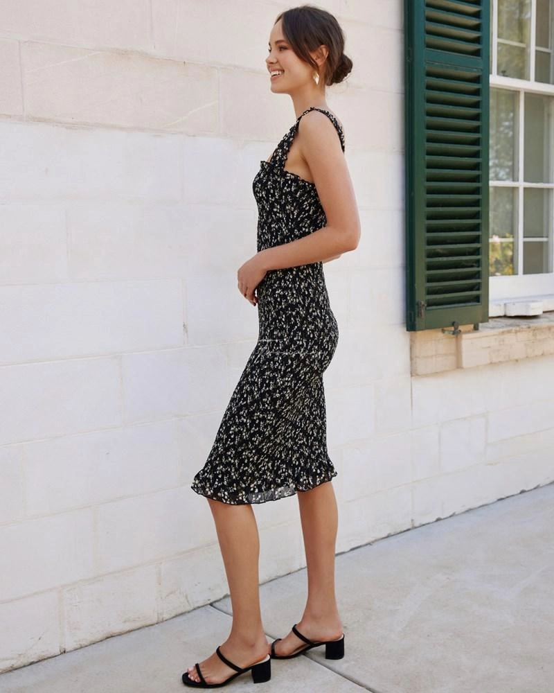 Theater-Night Mellie Dress - Black Floral