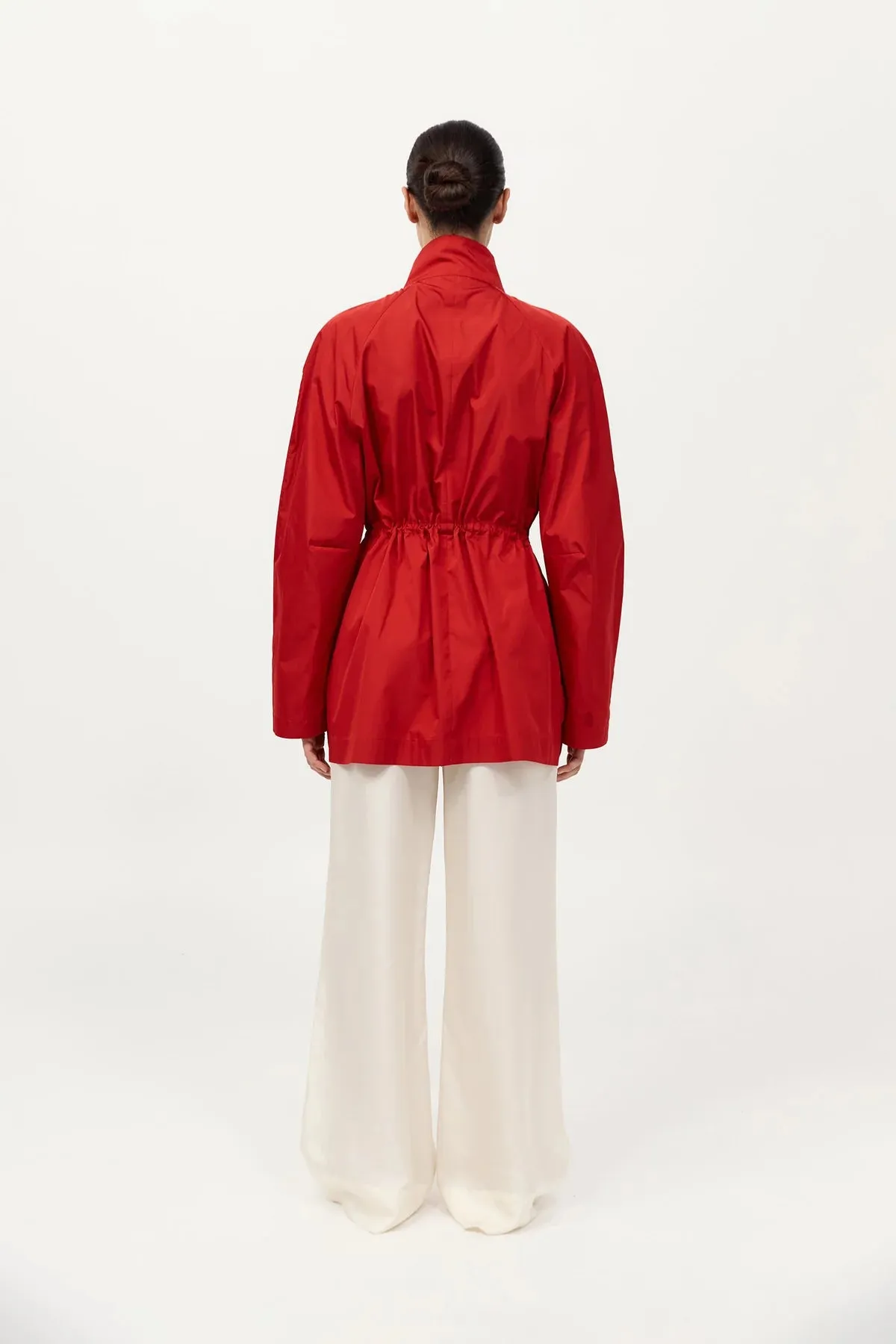 Utility Fit Paper Taffeta Parka in Red