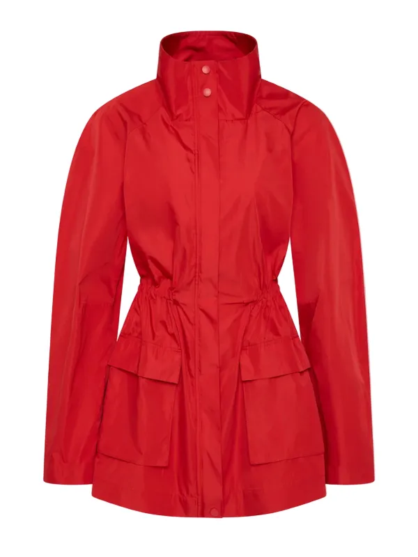 Paper Taffeta Parka in Red Celebrate Quilted Stitching