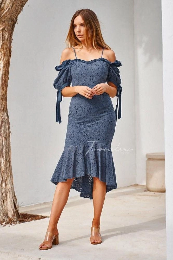 Formal Outfit Parker Dress - Steel Blue