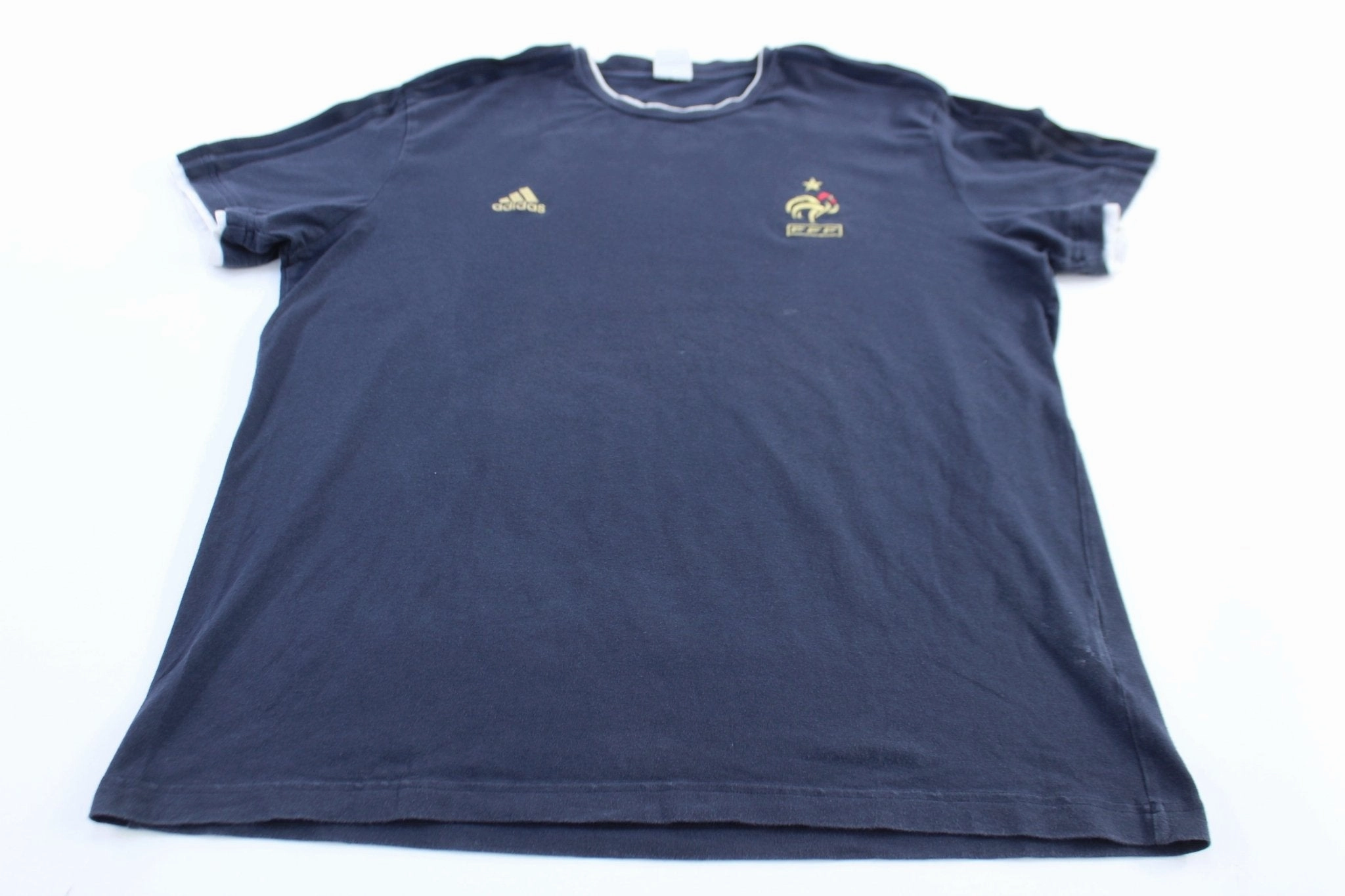 Relaxed Everyday Wear Relaxed Vibe Adidas Embroidered Logo French Soccer Striped T-Shirt