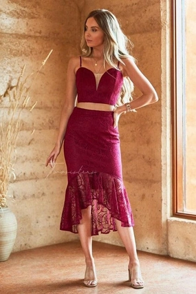 Night Out Soft Stitch Caryn Set - Red (Final Sale)