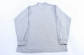 Adidas Embroidered Logo Grey Mock Neck LS T-Shirt Vegan