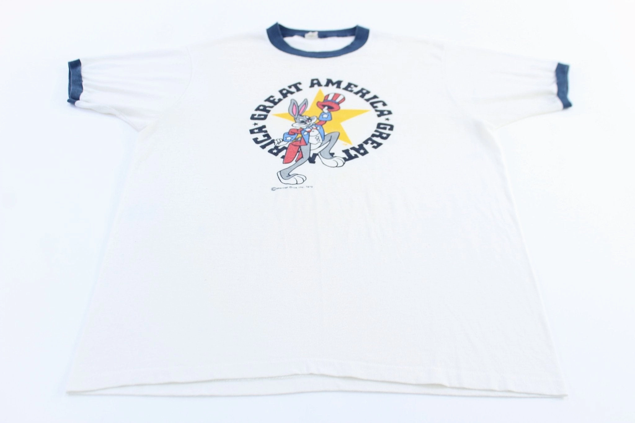 1979 Warner Bros Bugs Bunny "Great America" Ringer T-shirt Versatile Performance Odor-resistant