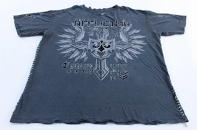 Affliction Seek & Destroy Military Fleur De Lis T-Shirt Seam Free Back