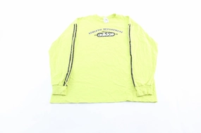 Vintage Adidas Athletic Department Neon & Black Striped LS T-Shirt Airflow Ventilation Design