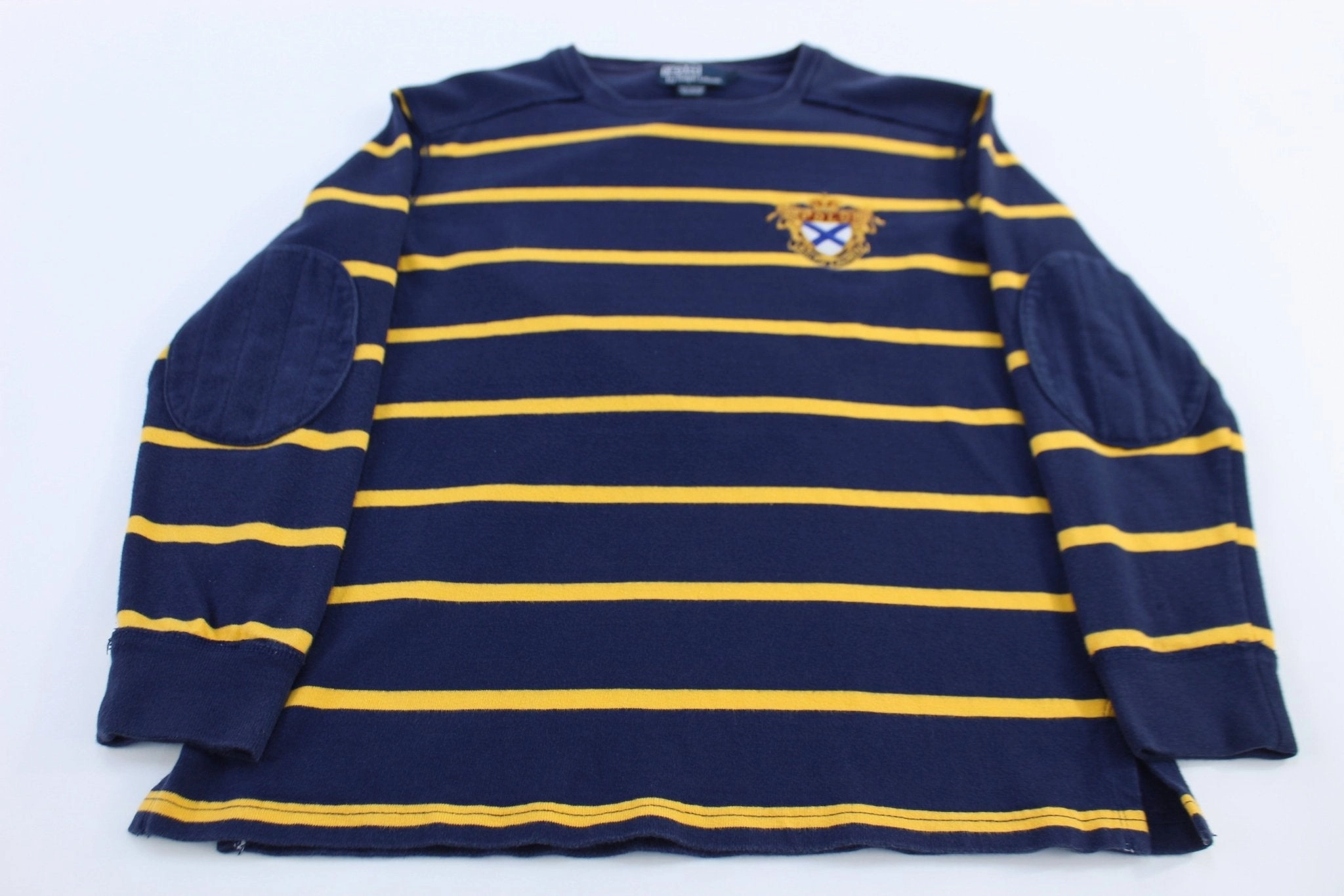 harmonious Basic Wear Polo by Ralph Lauren Patch Embroidered Striped Sweater