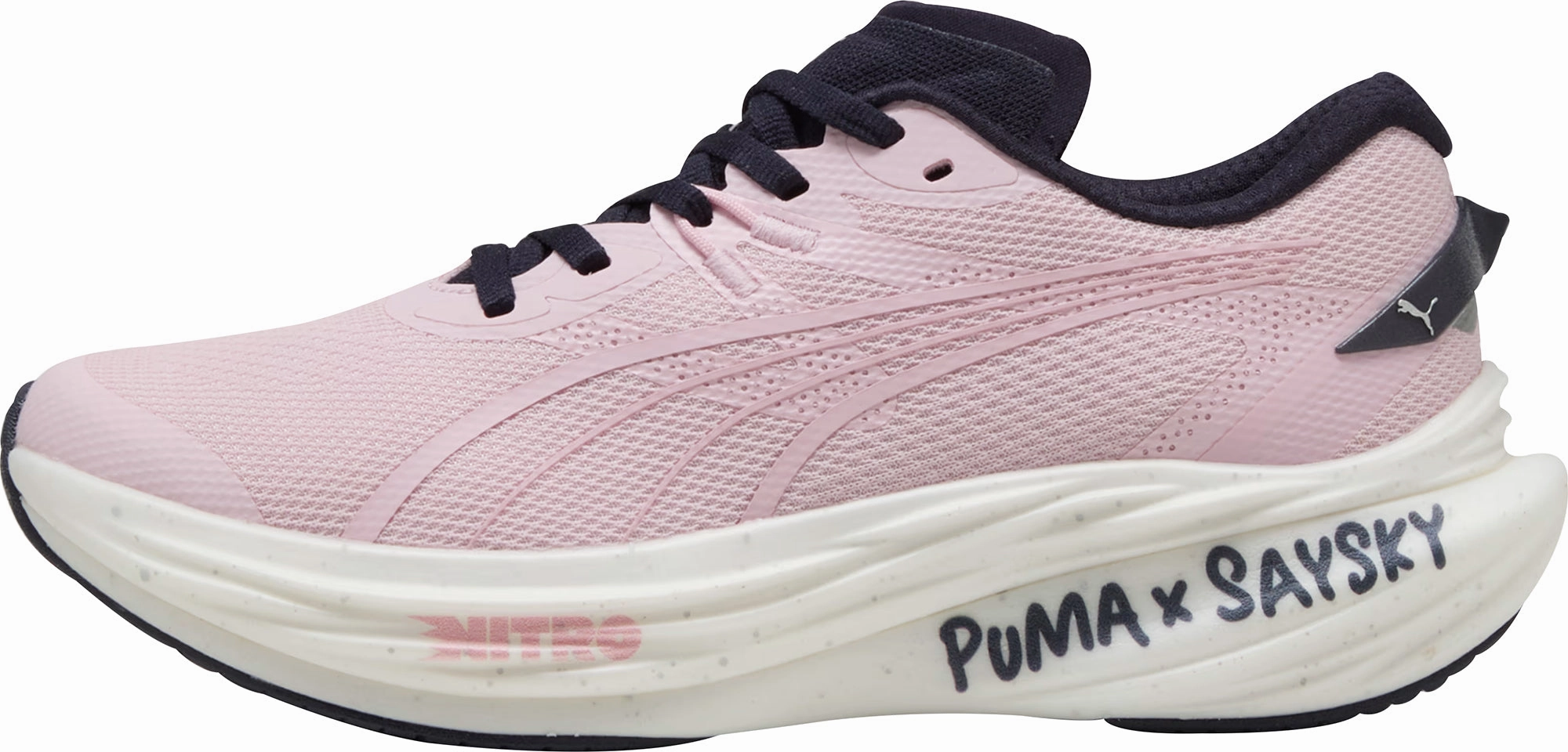 Seamless Knit Fabrication Puma Deviate Nitro 3 X SAYSKY Mens Running Shoes - Pink