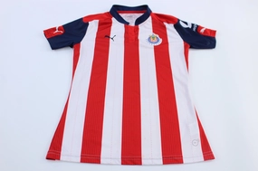 Puma Logo Club Deportivo Guadalajara Striped Soccer Jersey Durable Polyester Blend Wrinkle resistant fabric