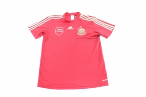 Adidas Embroidered Logo Spain Red & Gold Striped Soccer Jersey Core Comfort