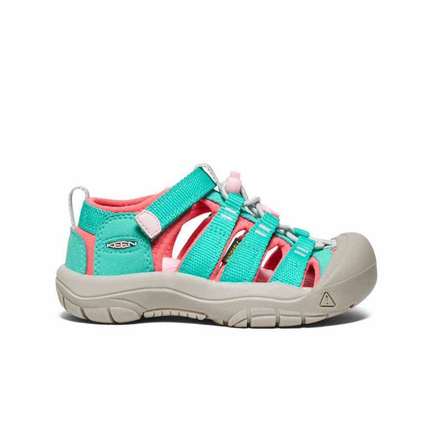 Little Kids' Newport H2  |  Bright Aqua/Giggle Pink Wide toe box