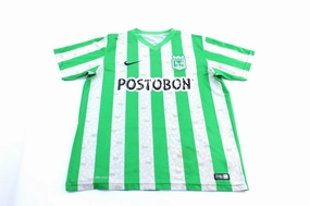 Anti Snag Surface Adaptive Fit System Nike Embroidered Logo Postobon Columbia Green &W White Striped Soccer Jersey
