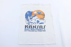 90's University of Kansas Basketball Graphic Tank Top Lockstitch Detailing