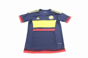 Adidas Embroidered Logo Columbia Striped Soccer Jersey Elasticized Cuffs Moisture Wicking Design