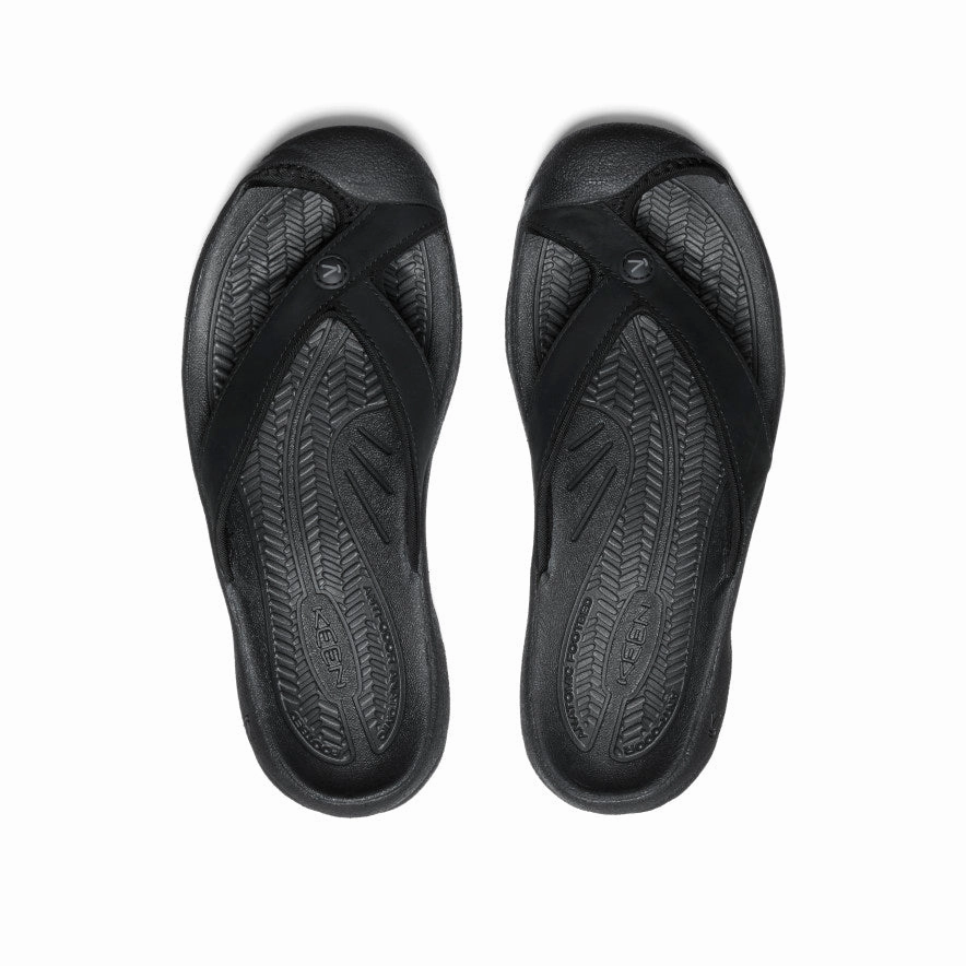 Women's Waimea Leather Flip-Flop  |  Black/Black Ergonomic Shape