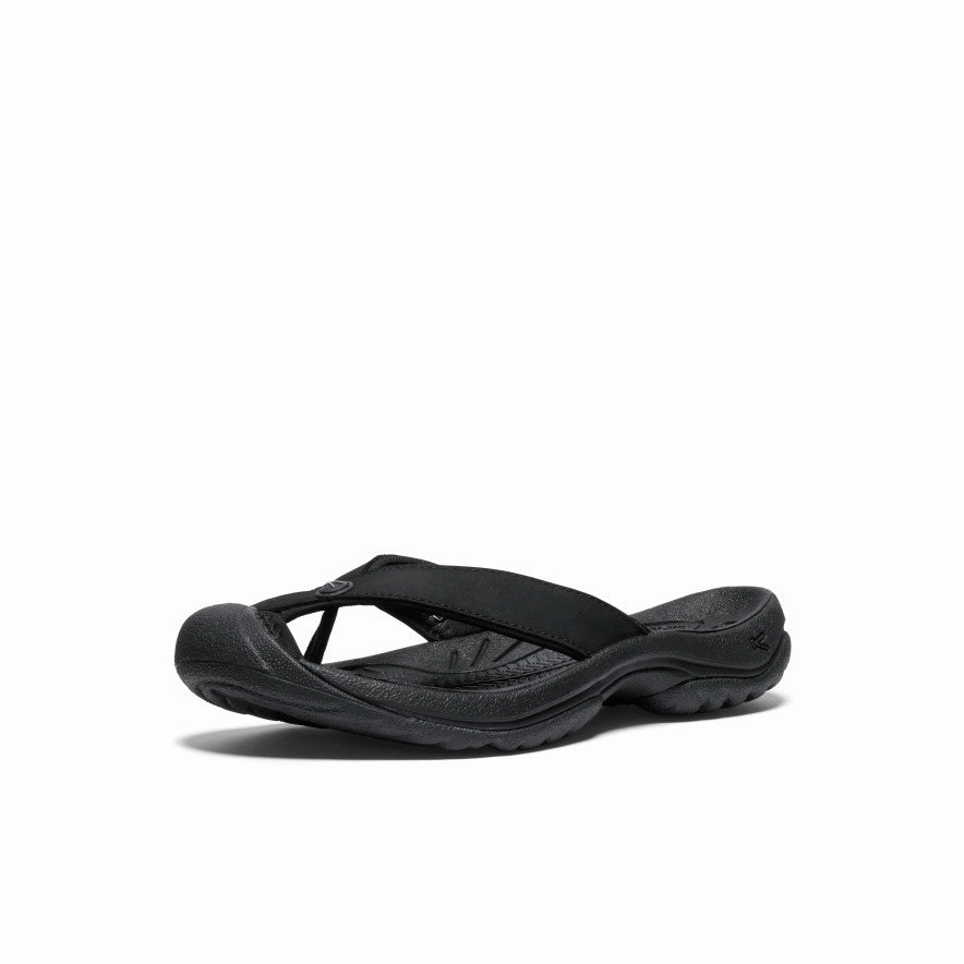 Women's Waimea Leather Flip-Flop  |  Black/Black Slip On Easy Instant Style Shoes