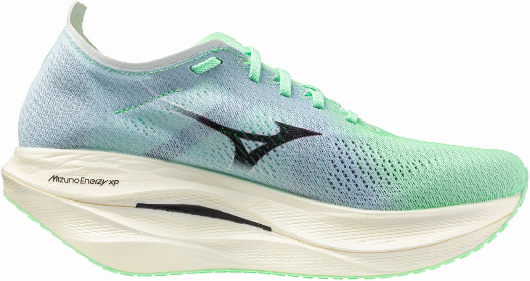 beginner - appropriate shoes Ankle Collar Padding Mizuno Wave Rebellion Pro 3 Running Shoes - Green