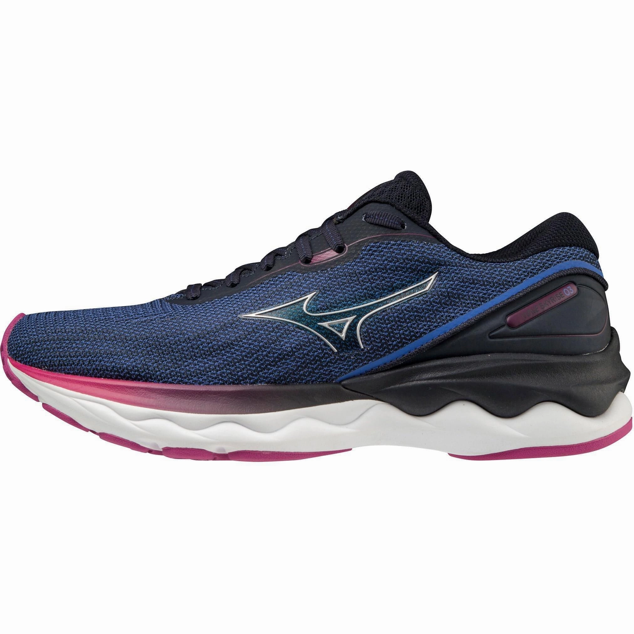 Mizuno Wave Skyrise 3 Womens Running Shoes - Navy Responsive Footbed trail runners' shoes