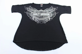 Fashion-Forward Look Women's Harley Davidson Motorcycles Bedazzled Shirt