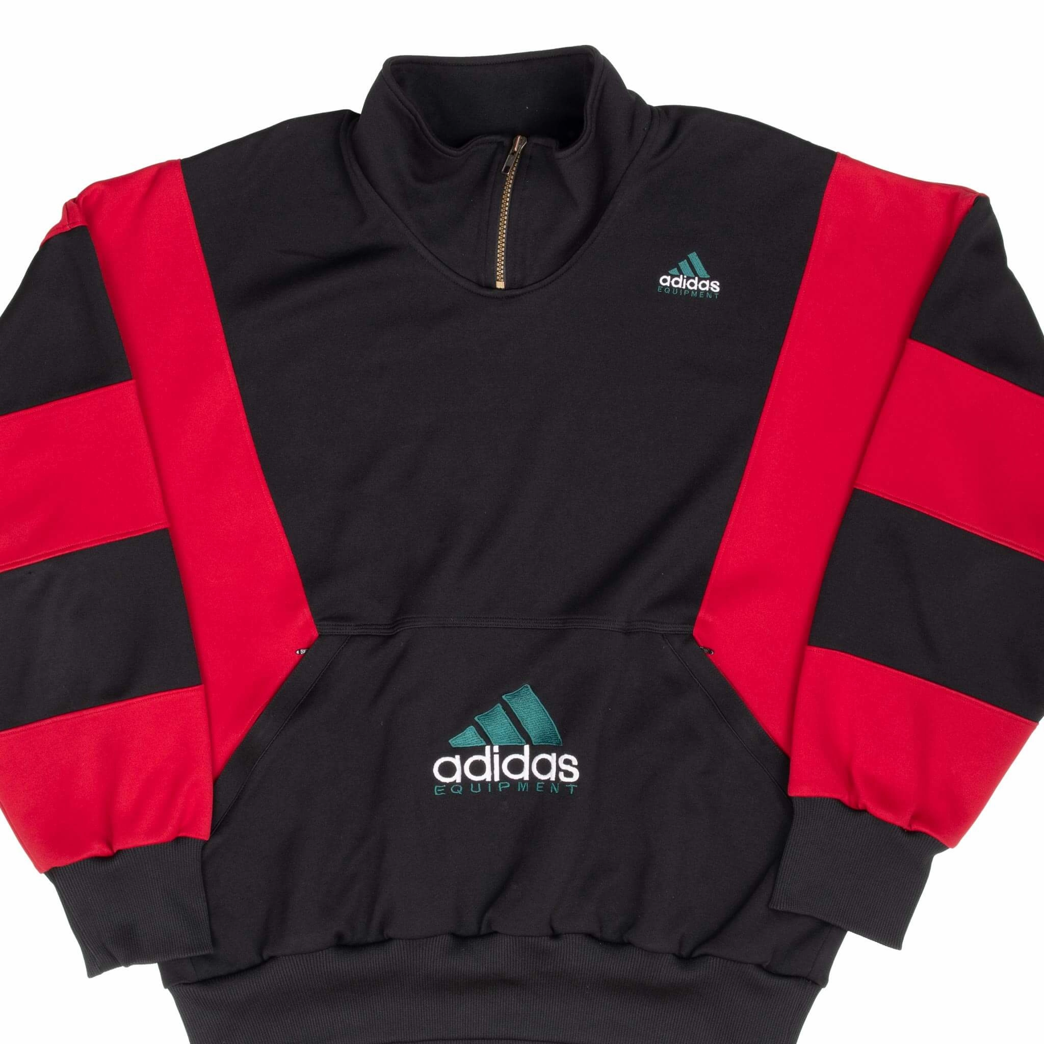 Maintain VINTAGE ADIDAS EQUIPMENT BLACK & RED PULLOVER TRACK JACKET 1990S LARGE