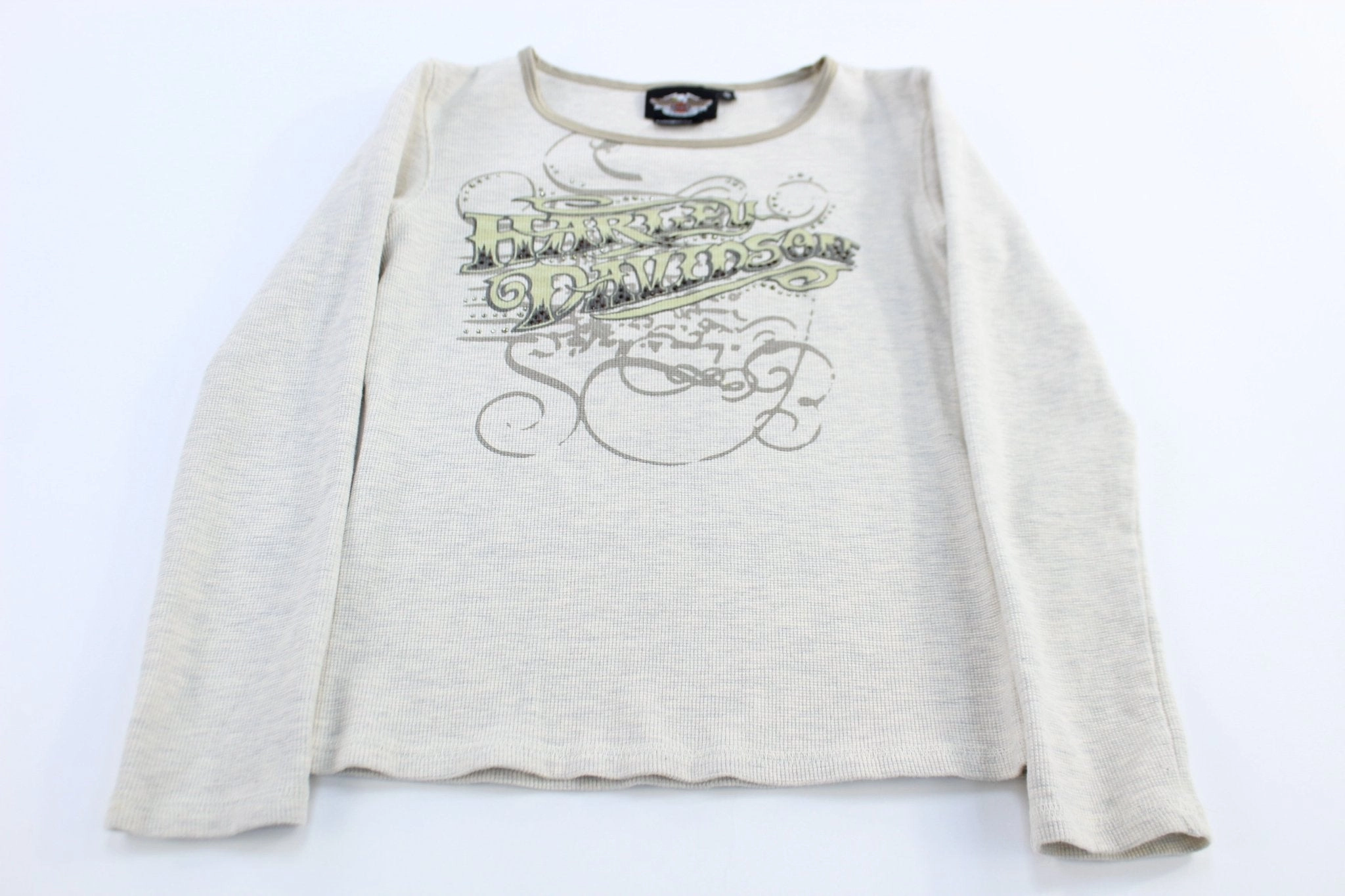 Women's Harley Davidson Motorcycles Bejeweled LS T-shirt AllWeatherComfort Streetwear